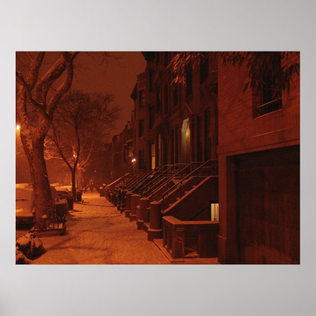 Snowy Brownstones - Natt Poster (Framsidan)