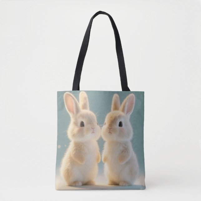 Snowy Bunny Tote Bag Tygkasse (Framsida)