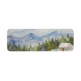 Snowy Cabin-Adressetiketter Returadress Etikett