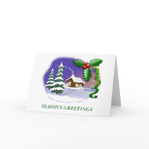 Snowy Cabin med Träd