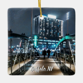 Snowy Canalside Walk Julgransprydnad Keramik