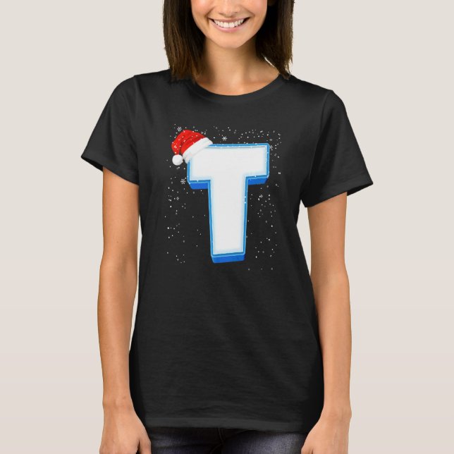 Snowy Capital jul Monogram Alphabet Brev T Shirt (Framsida)