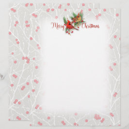Snowy Cardinals God jul Letterhead Brevhuvud