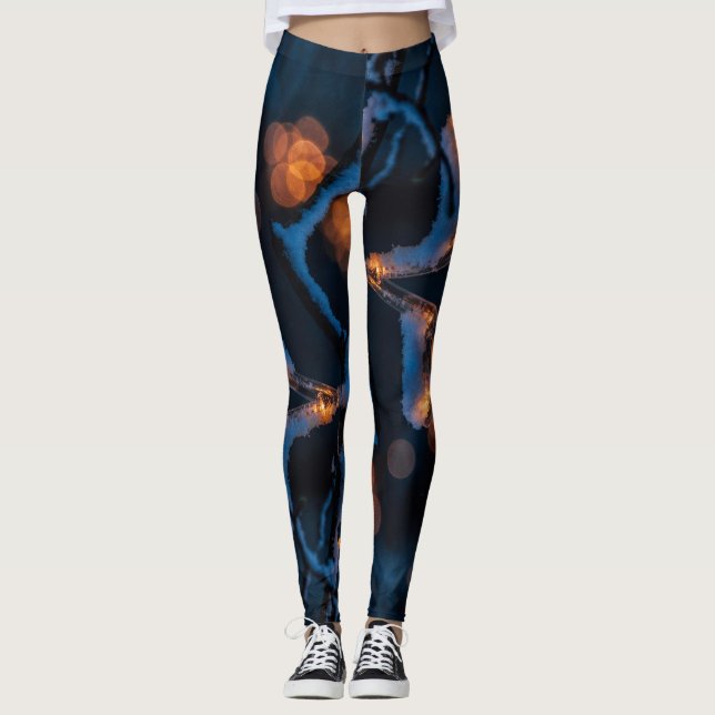 Snowy Christmas Star Night Leggings (Framsida)