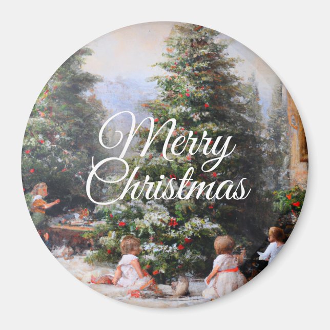 Snowy Christmas Tree Kids' Play Oil Painting Magnet (Framsidan)