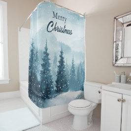Snowy Christmas Trees Shower Curtain