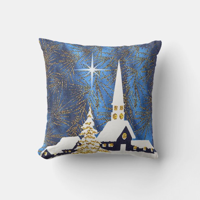Snowy Church jul Pillow Kudde (Framsida)