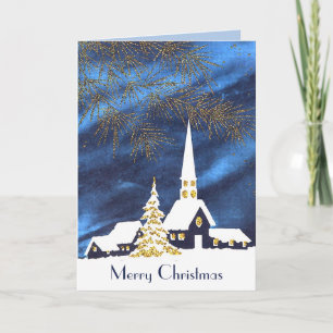 Snowy Church Season's Greetings Card Helgkort