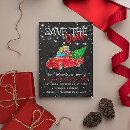 Snowy Colorful Red Lastbil | Jul Spara datum Vykort