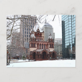 Snowy Copley Square Boston Massachusetts Postcard Helg Vykort