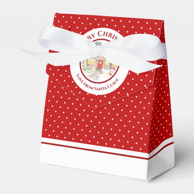 Snowy Cottage God jul från Jultomten Presentaskar (Framsidan Sidan)