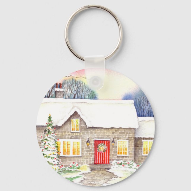 Snowy Cottage Nyckelring (Framsida)