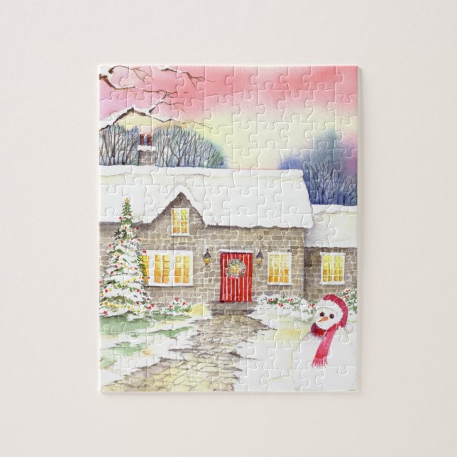 Snowy Cottage Pussel (Vertikal)