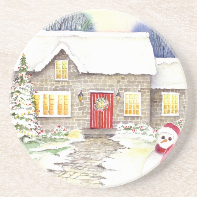 Snowy Cottage Underlägg (Framsidan)
