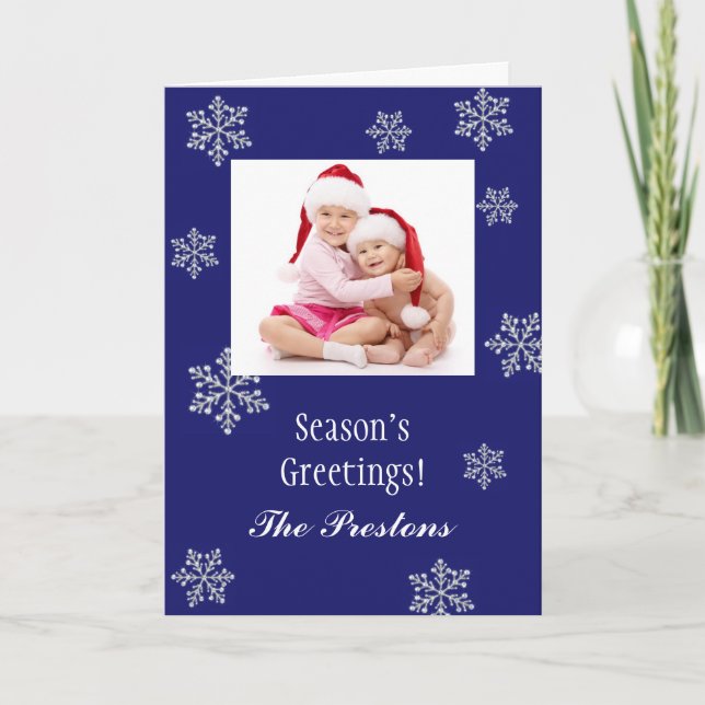 Snowy Crystals Photo Helgdag Card Helgkort (Framsida)