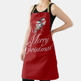 Snowy Cuddling jul Chickadees Apron