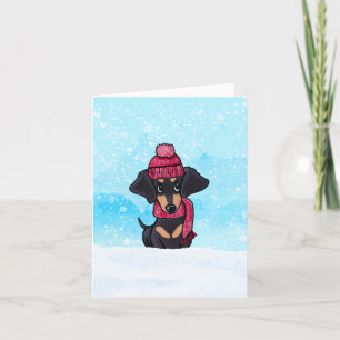 Snowy Dachshund Tack Kort