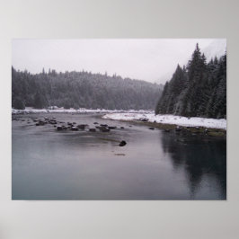 Snowy Day in Chilkoot River Poster