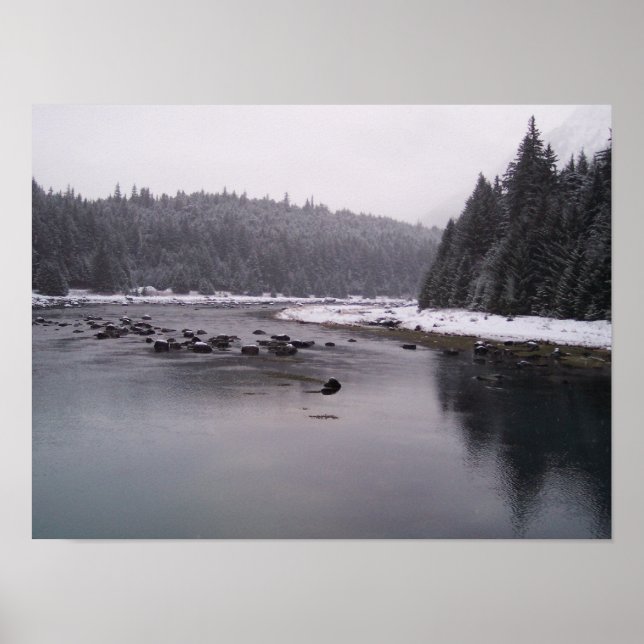 Snowy Day in Chilkoot River Poster (Framsidan)