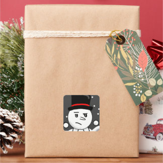 Snowy Drawn Hank Sticker! Fyrkantigt Klistermärke