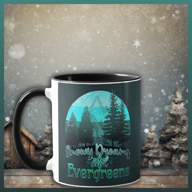 Snowy Dreams och Evergreens Retro Sunset Mugg (Skapare uppladdad)