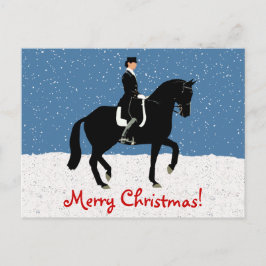 Snowy Dressage Horse jul Helg Vykort