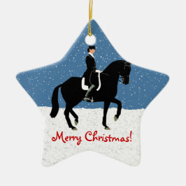 Snowy Dressage Horse jul Julgransprydnad Keramik