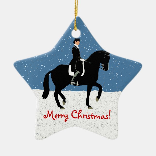 Snowy Dressage Horse jul Julgransprydnad Keramik (Framsidan)
