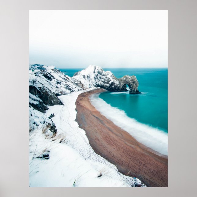 SNOWY DURDLE DOOR, LULWORTH, DORSET, UK POSTER (Framsidan)