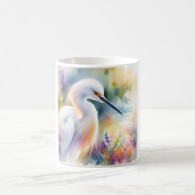 Snowy Egret 180724AREF115 - Watercolor Kaffemugg (Center)