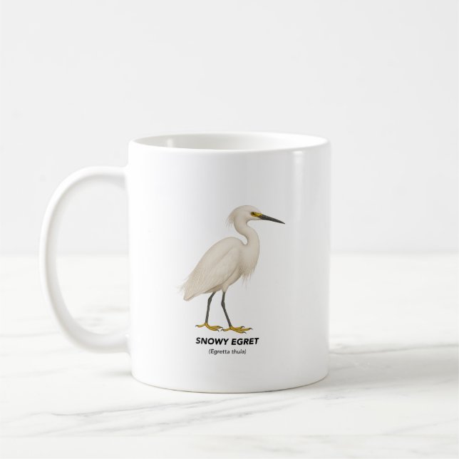 Snowy Egret - Birds of California Kaffemugg (Vänster)