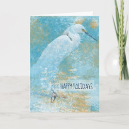 Snowy Egret Coastal Art Helgkort