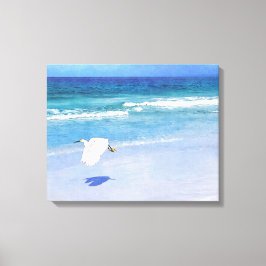 Snowy Egret Coastal Watercolor Canvastryck