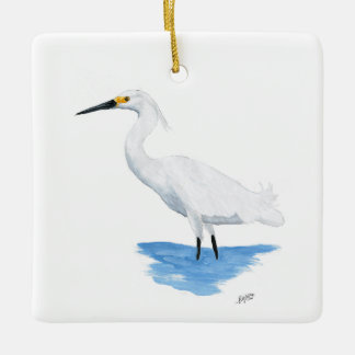 Snowy Egret Julgransprydnad Keramik