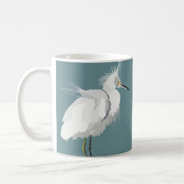 Snowy Egret on Light Teal Kaffemugg