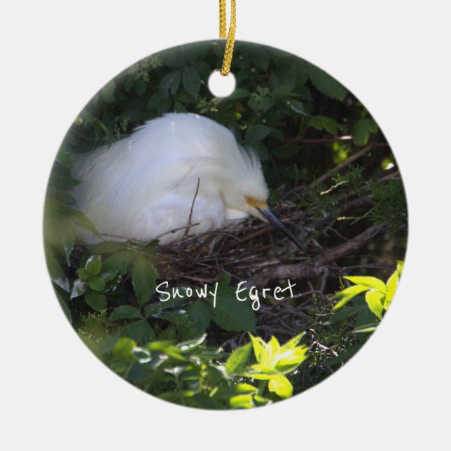 Snowy Egret Ornament (Framsidan)