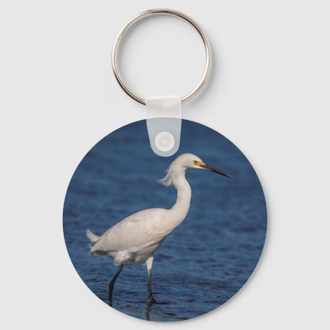 Snowy Egret på North Beach Nyckelring (Framsida)