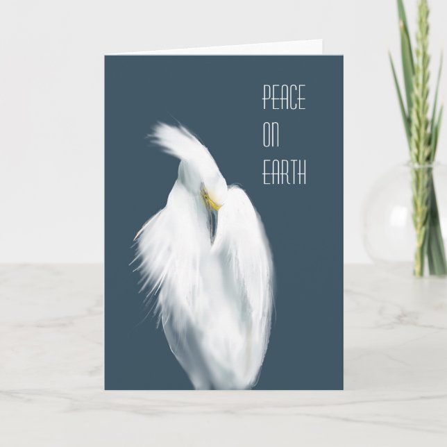 Snowy Egret "Peace on Earth" Tack Kort (Framsida)