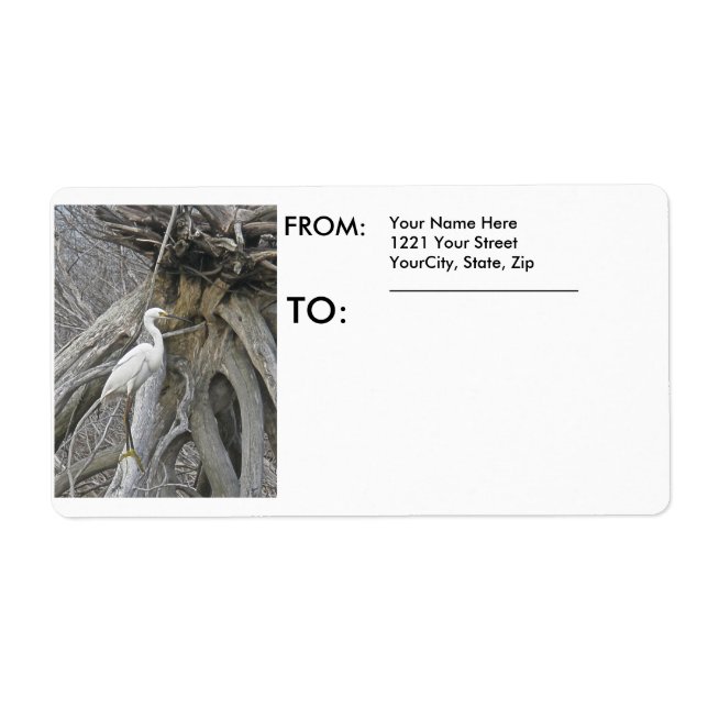Snowy Egret Shipping Label Fraktsedel (Framsidan)