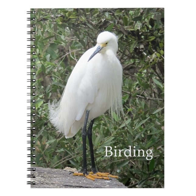 Snowy Egret Spiral Bound bärbar dator Anteckningsbok (Framsidan)