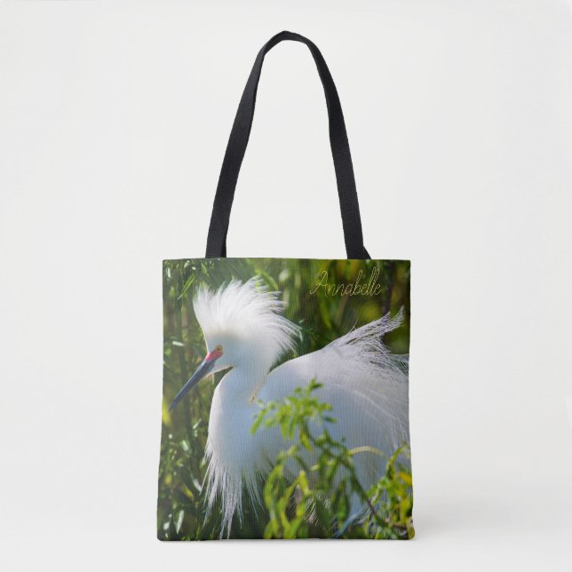 Snowy Egret Tygkasse (Framsida)