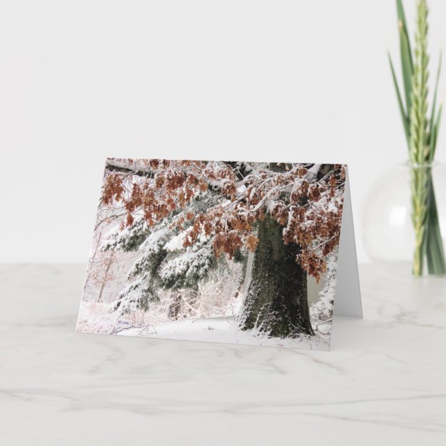 Snowy ek löv kort (Framsida)