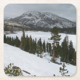 Snowy Ellery Sjö California Winter Ligcape Underlägg Papper Kvadrat