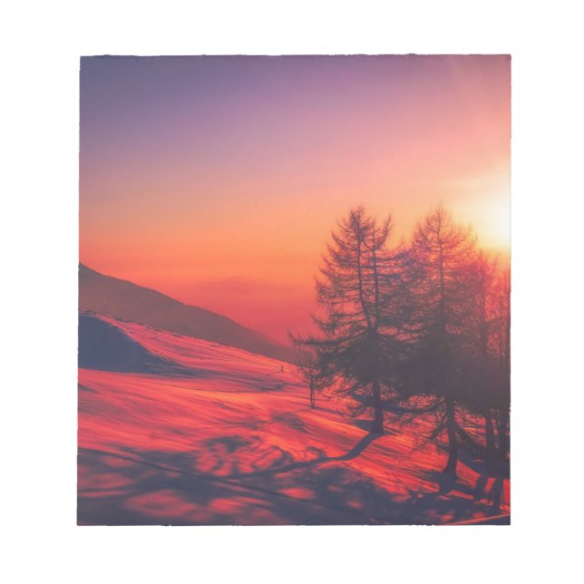 Snowy Evening Sunset Anteckningsblock (Framsida)