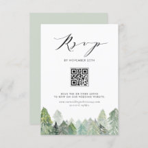Snowy Evergreen Forest QR Code Winter Wedding