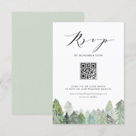 Snowy Evergreen Forest QR Code Winter Wedding OSA Kort