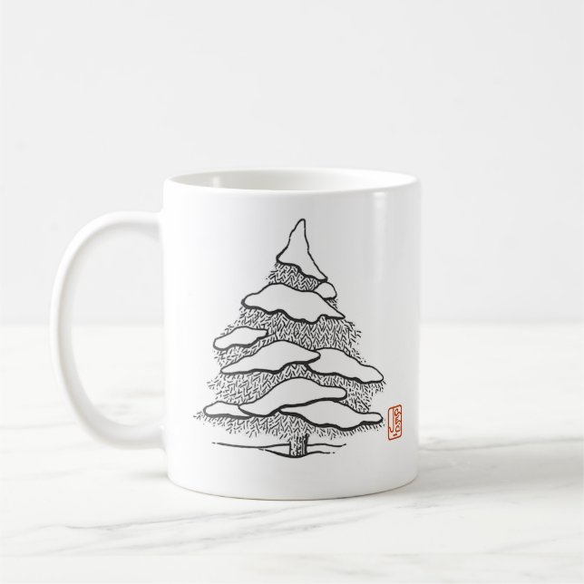 Snowy Evergreen Hett Cocoa Classic Mugg (Vänster)