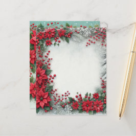 Snowy Evergreen Poinsettia Ram-skrapbok Papper