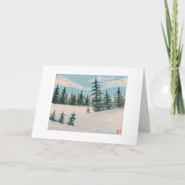 Snowy Evergreen Valley-notkort Anteckningskort (Framsida)