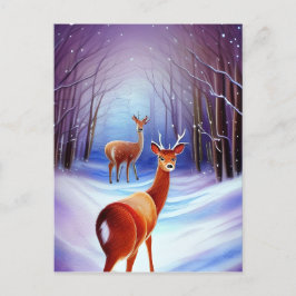 Snowy Fairytale Ligge med Chasing Hjort Helg Vykort